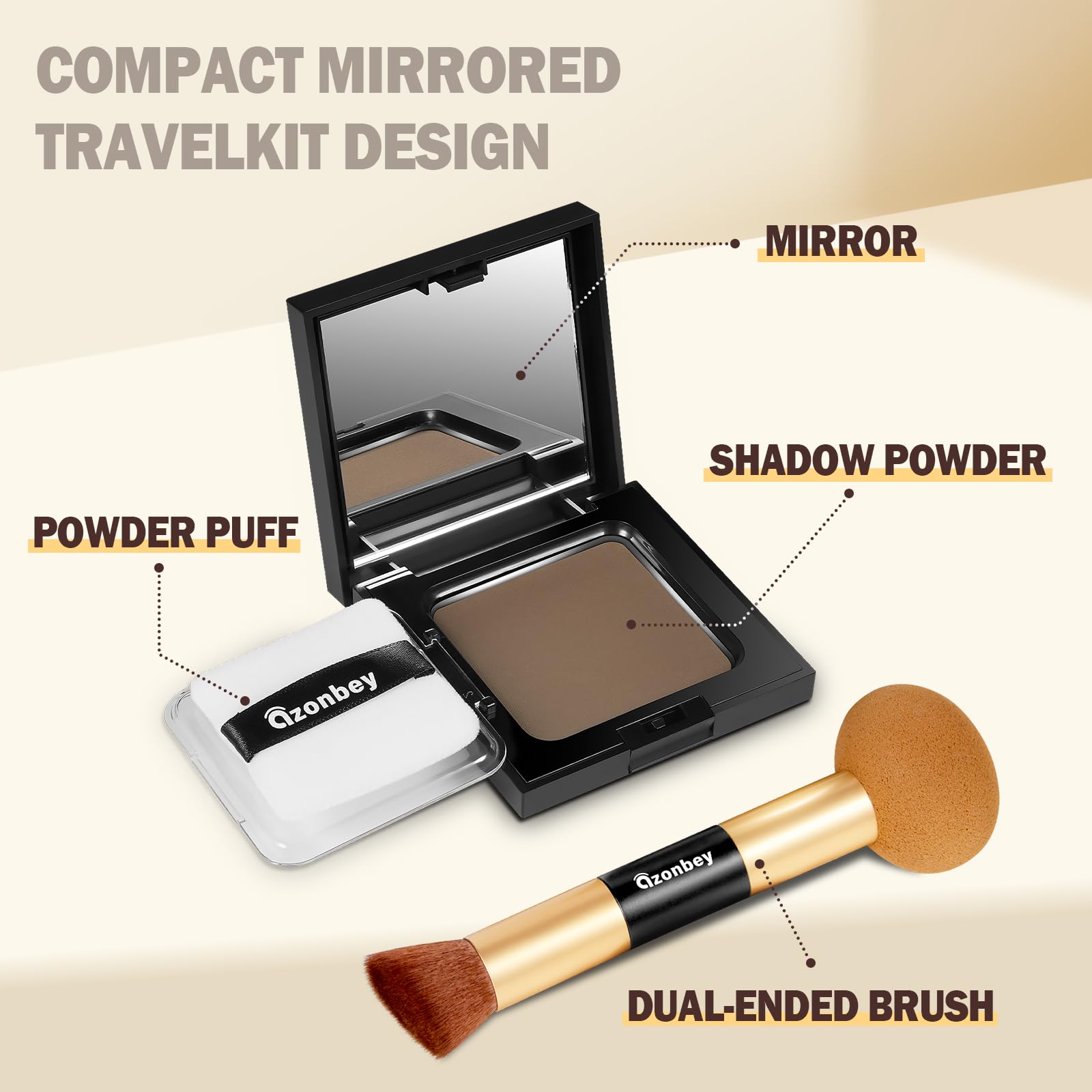 Azonbey Root Touch Up Hair Color with Makeup Brush – Black – Instant Grey Coverage