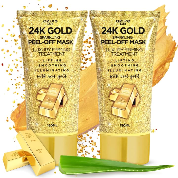 Azure 24K Gold Firming Peel Off Mask – Anti-Aging, Lifting & Illuminating (Pack of 2, 150 mL)
