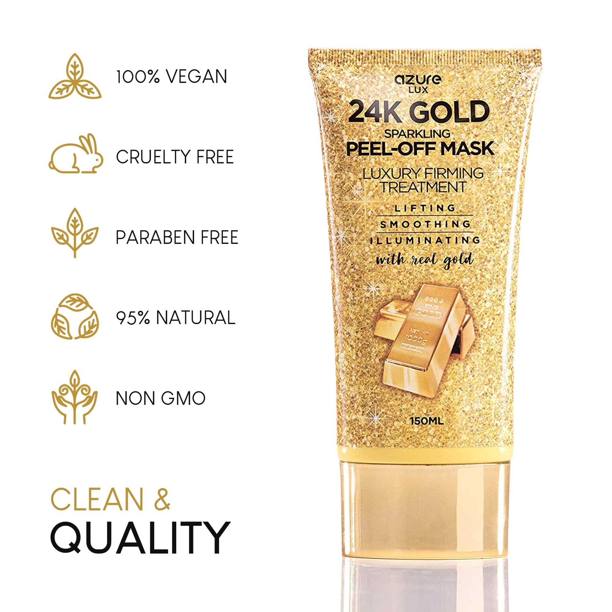 Azure 24K Gold Firming Peel Off Mask – Anti-Aging, Lifting & Illuminating (Pack of 2, 150 mL)