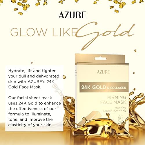 Azure Cosmetics 24K Gold Firming Face Mask – Hydration & Anti-Aging (5-Pack)