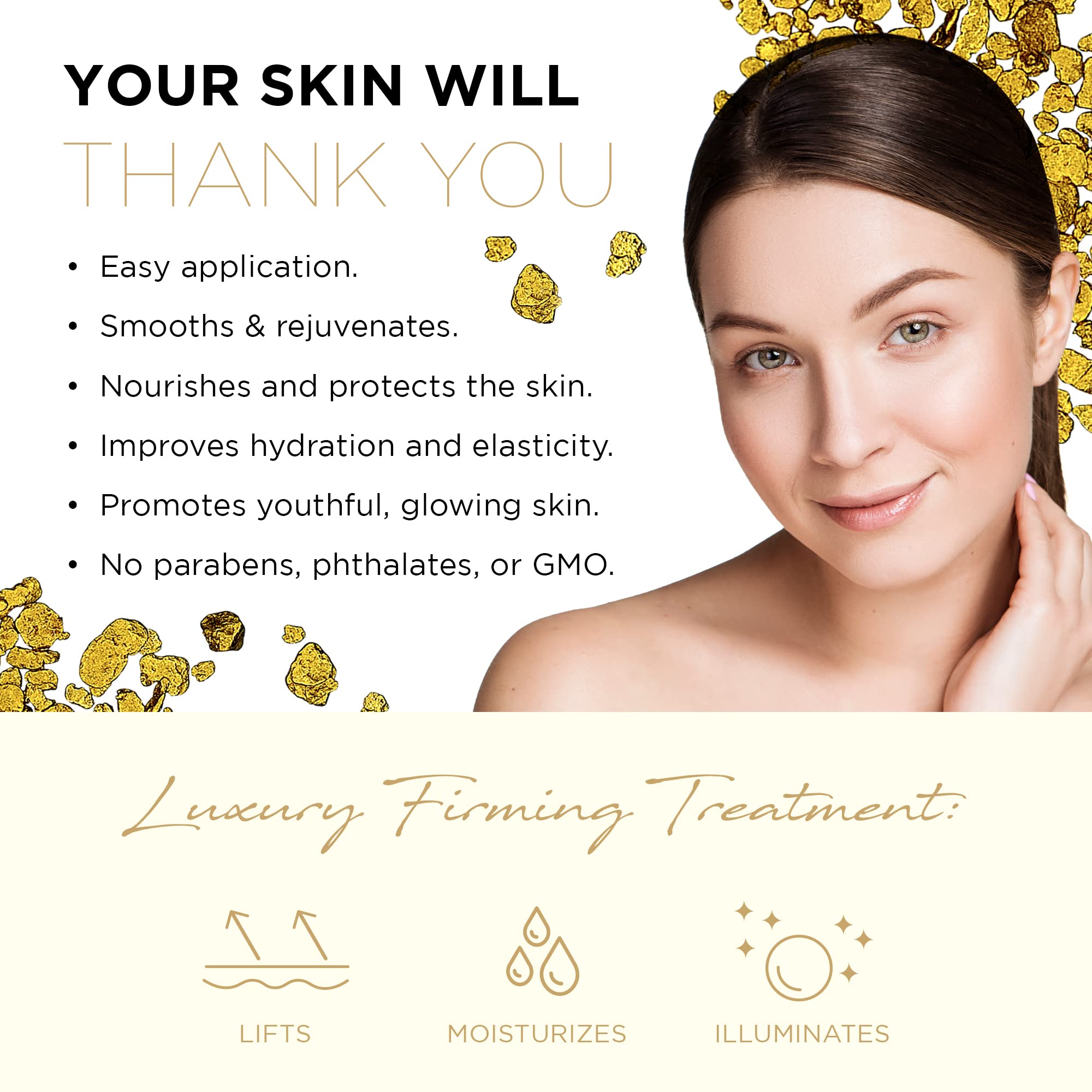 Azure Cosmetics 24K Gold & Collagen Face Moisturizer – Dermatologist Tested, Anti-Aging Cream | All Skin Types | 2 Pack