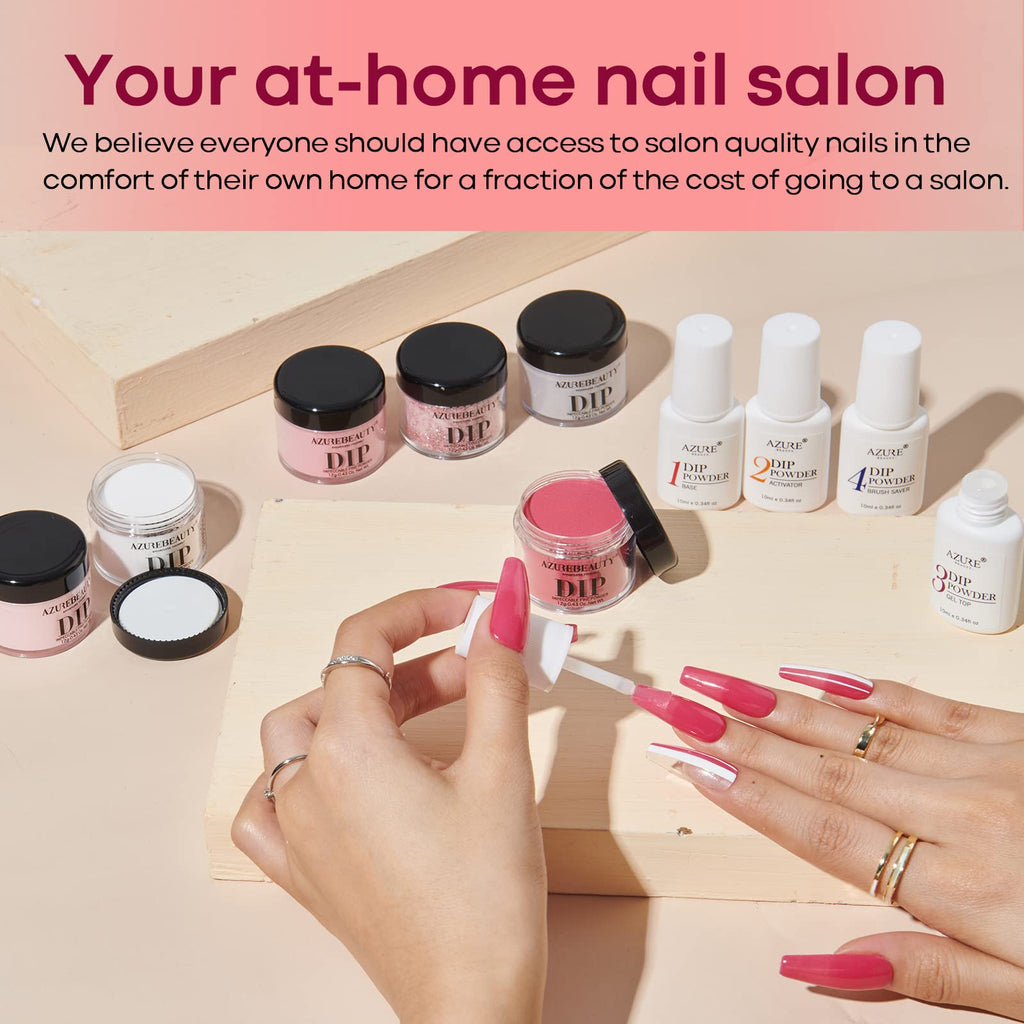 AZUREBEAUTY Dip Powder Nail Kit Starter Pink Blue Palette – 30Pcs, Lamp-Free DIY Nails