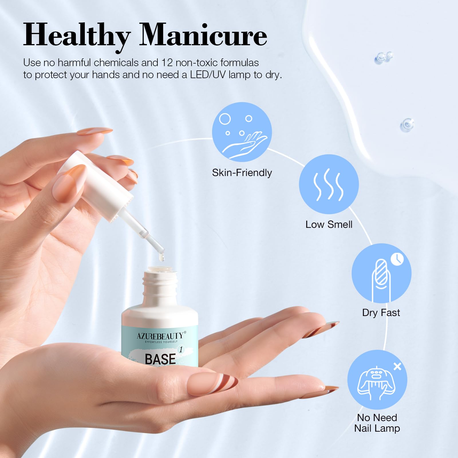 AZUREBEAUTY Dip Powder Liquid Set – Bond, Base, Glossy & Matte Top Coats, Activator, Brush Saver | No Nail Lamp Needed