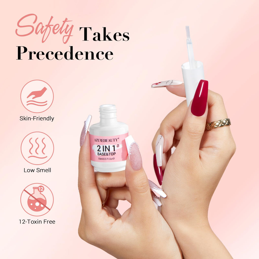 AZUREBEAUTY Dip Powder Liquid Set – Base, Top Coat, Activator, Bond & Cuticle Oil (15ml) – No Lamp Required