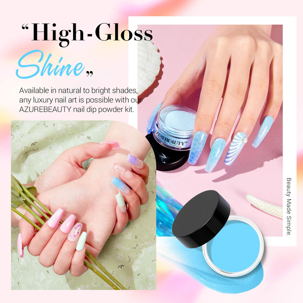 AZUREBEAUTY Dip Powder Nail Kit with Electric Drill – 24 Macaron Colors