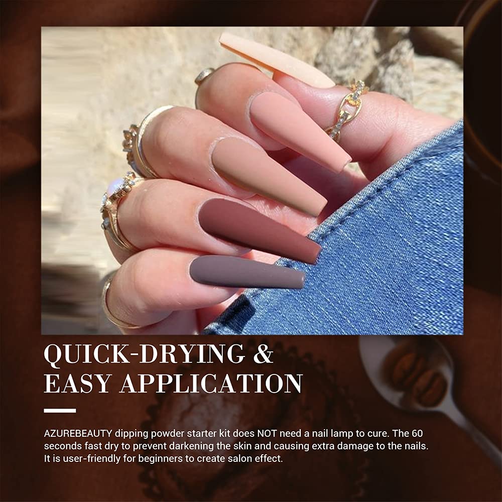 AZUREBEAUTY Brown Nude Nail Polish Set – Quick-Dry Lacquer & Strengthening Top Coat