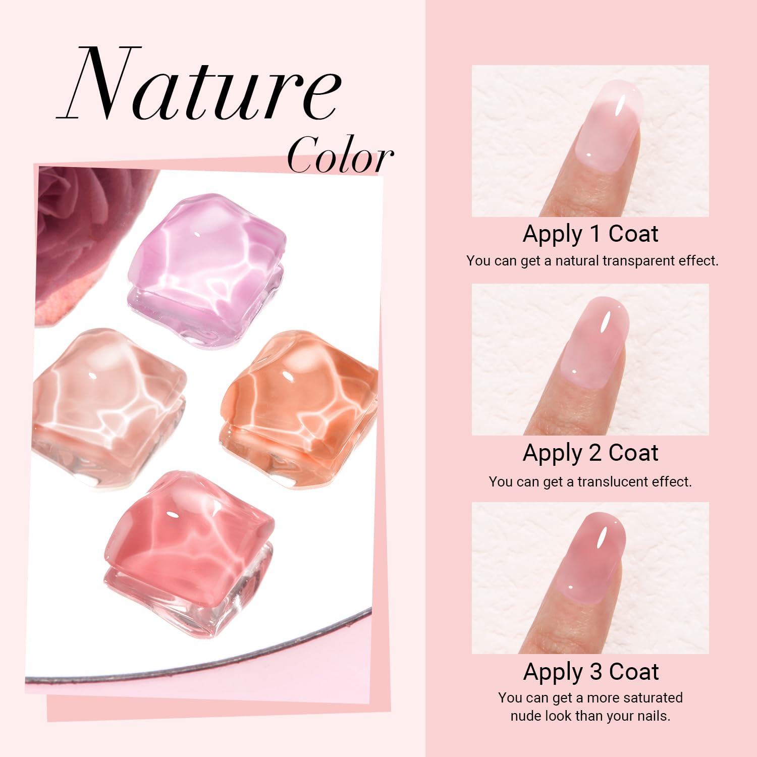 AZUREBEAUTY Dip Powder Nail Starter Kit — 4 Translucent Jelly Nude Shades + Base, Top & Activator