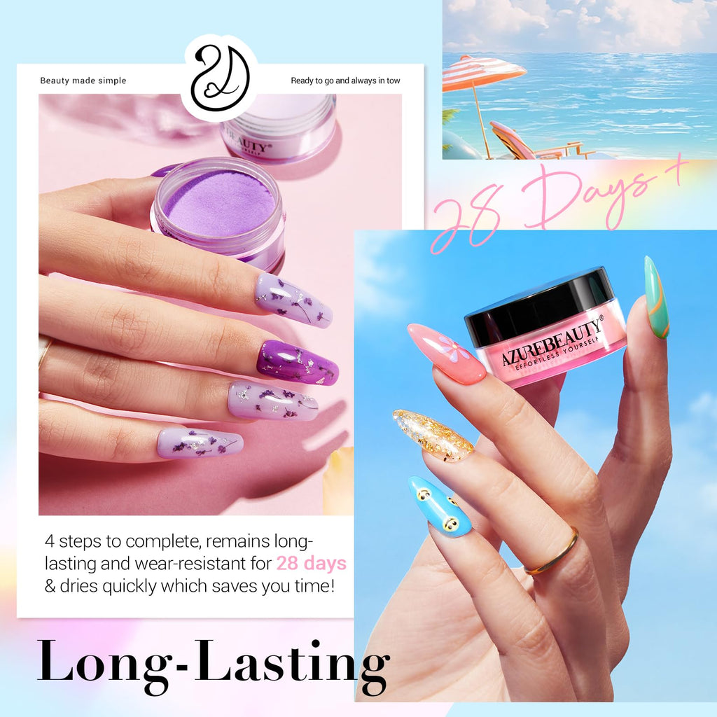 AZUREBEAUTY Dip Powder Nail Kit with Electric Drill – 24 Macaron Colors