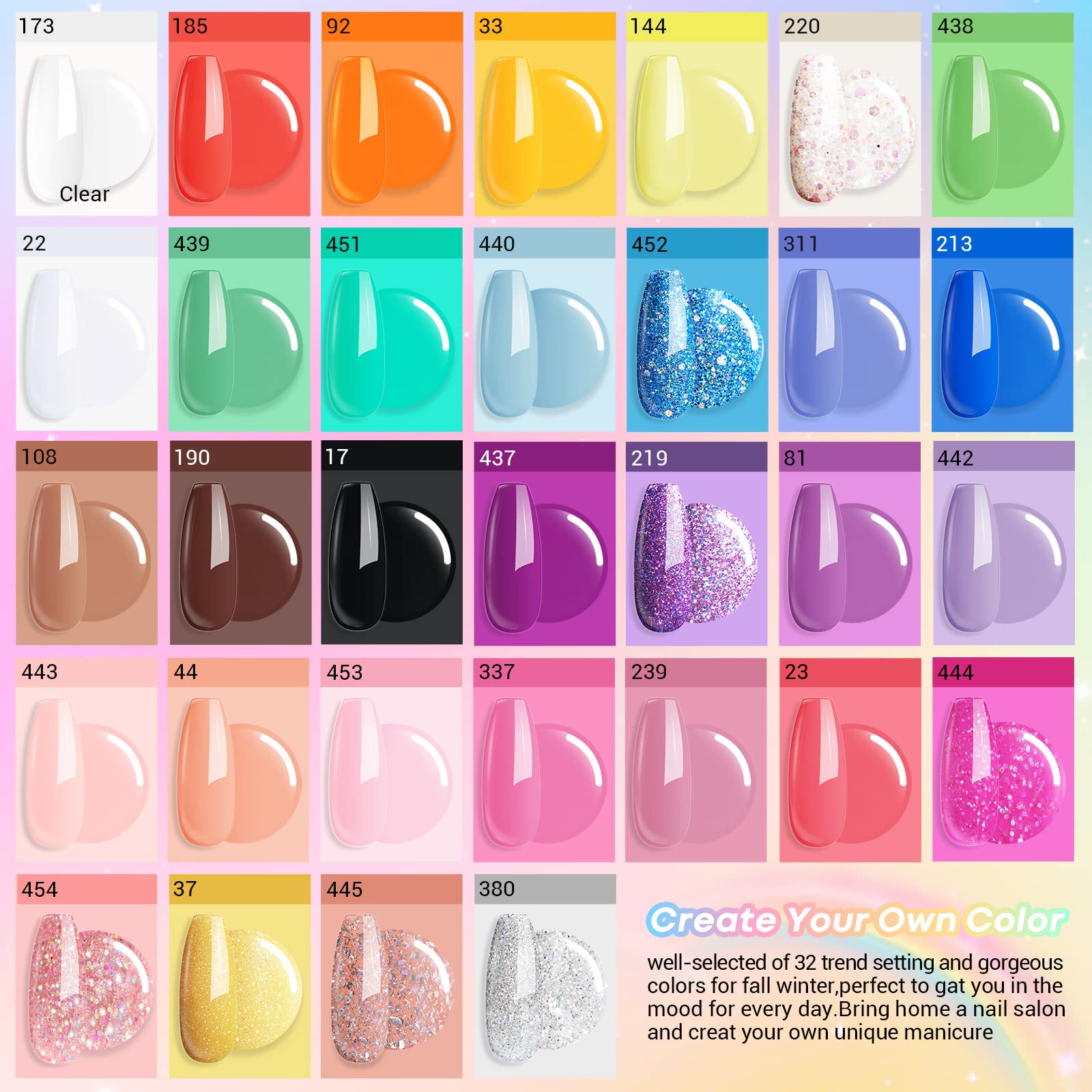 AZUREBEAUTY 42Pcs Dip Powder Nail Kit Starter — 32 Colors, No Lamp Needed, All-In-One Set