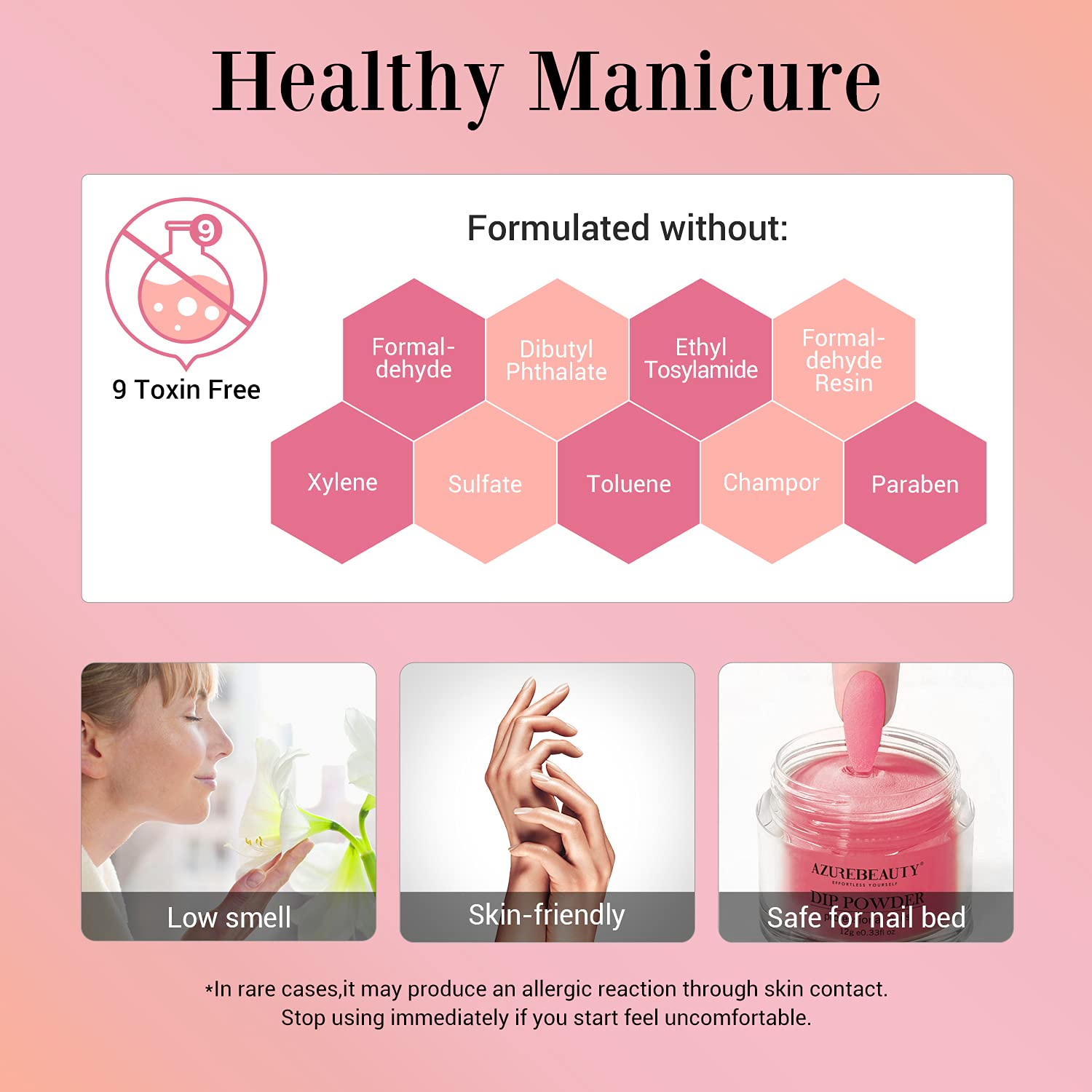 AZUREBEAUTY Dip Powder Nail Kit Starter Pink Blue Palette – 30Pcs, Lamp-Free DIY Nails