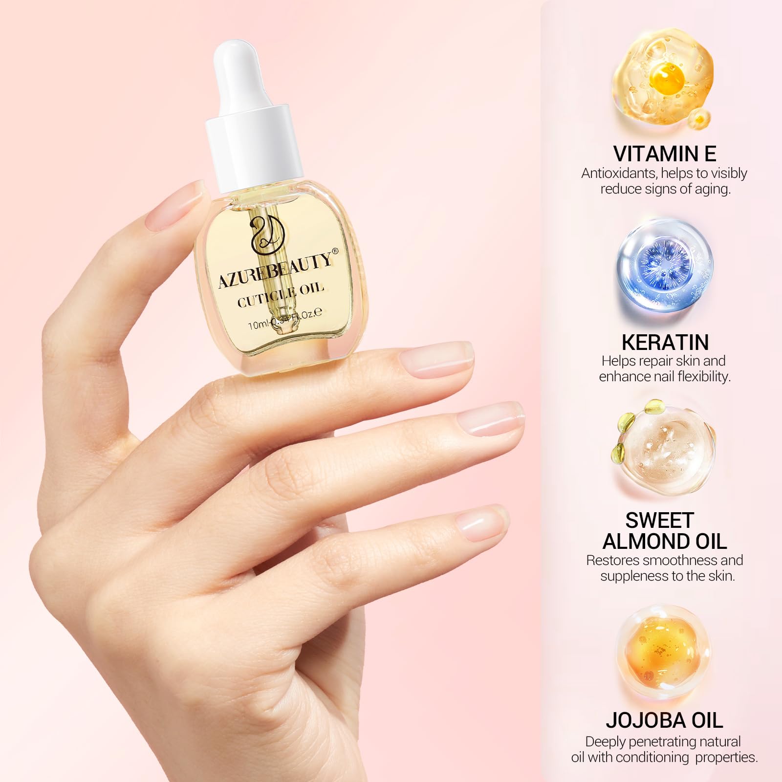 AZUREBEAUTY Dip Powder Liquid Set – Base, Top Coat, Activator, Bond & Cuticle Oil (15ml) – No Lamp Required