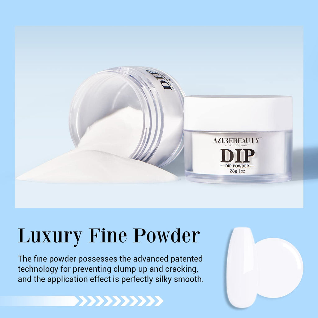 AZUREBEAUTY Bright White Dip Powder – No Lamp Needed, Long-Lasting French Nail Starter (1 oz)