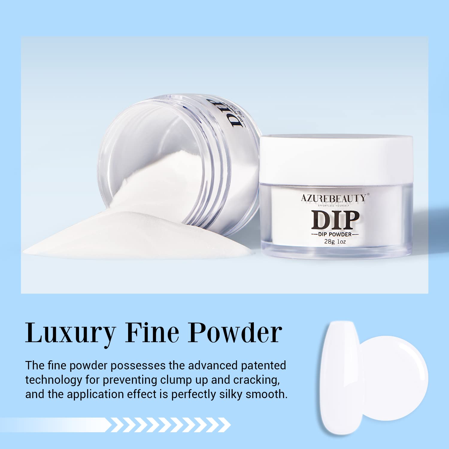 AZUREBEAUTY Bright White Dip Powder – No Lamp Needed, Long-Lasting French Nail Starter (1 oz)