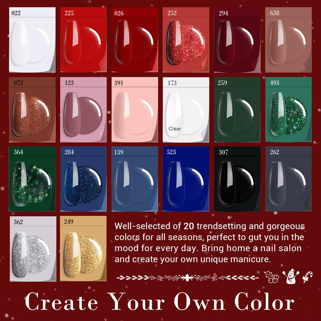 AZUREBEAUTY 31-Pcs Dip Powder Nail Starter Kit – Christmas Colors, No Lamp Needed
