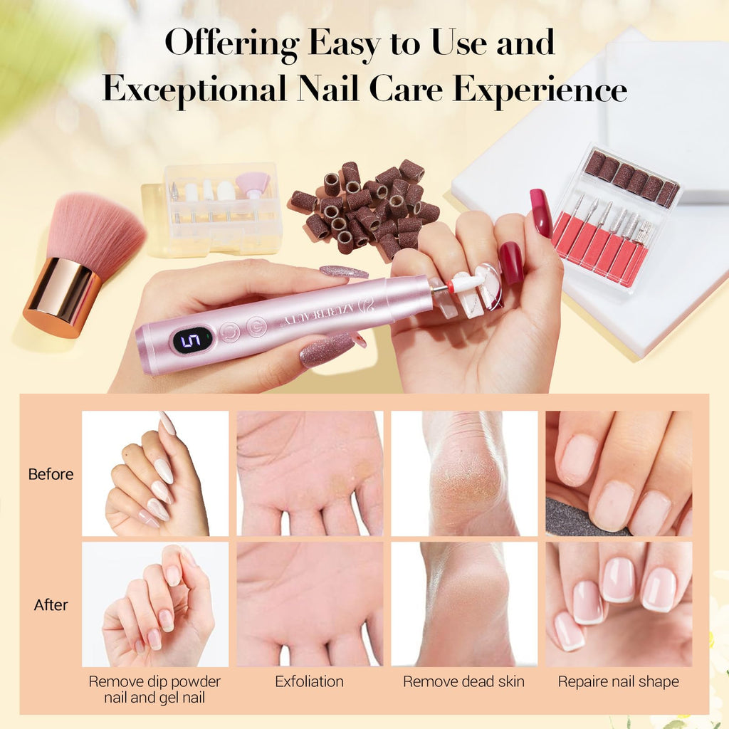 AZUREBEAUTY Dip Powder Nail Kit with Electric Drill – 24 Colors