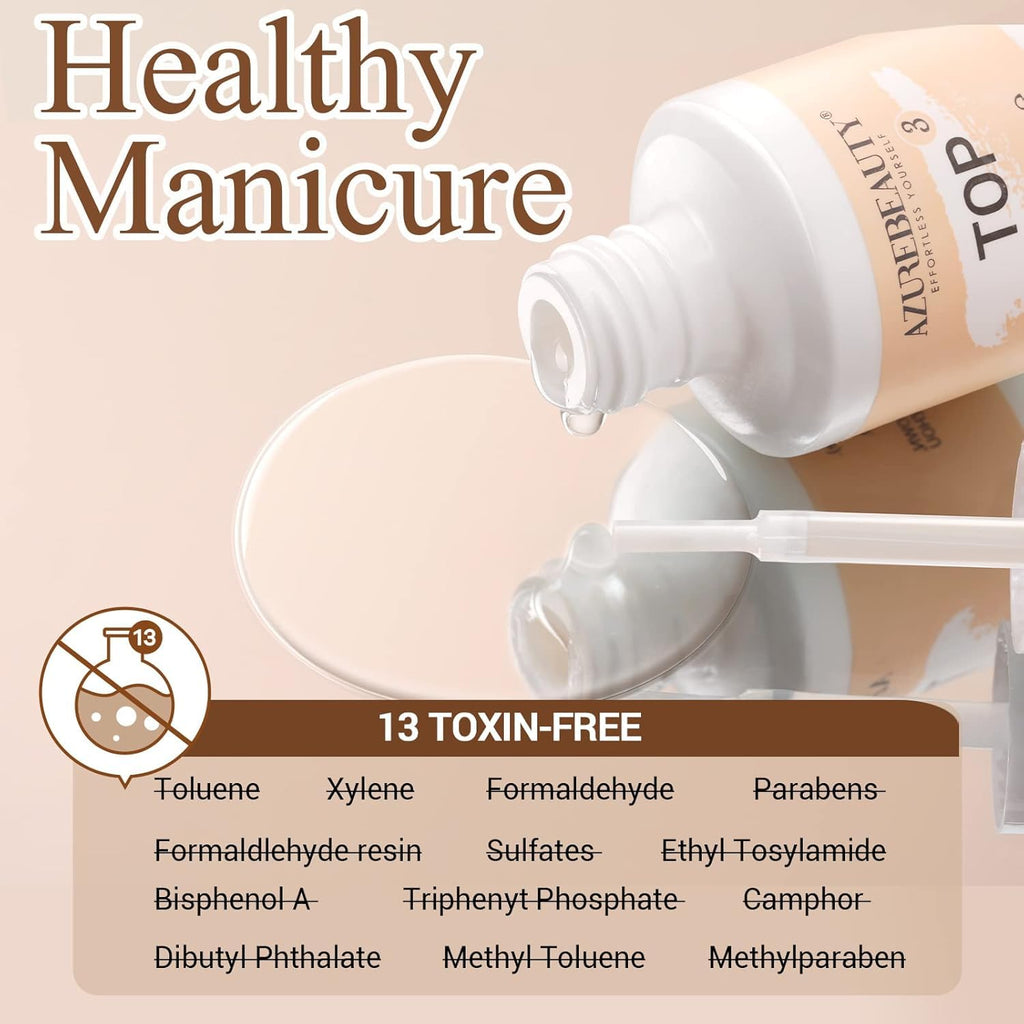 AZUREBEAUTY Dip Powder Liquid Set 15ml/0.5oz - 8 Pcs Base Top Coat Activator Kit No Lamp Needed