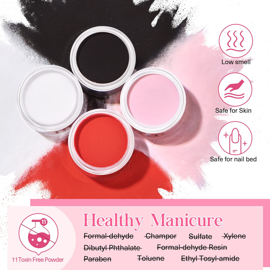 AZUREBEAUTY Dip Nails Powder Starter Kit – 4 Colors, No-UV DIY Manicure System
