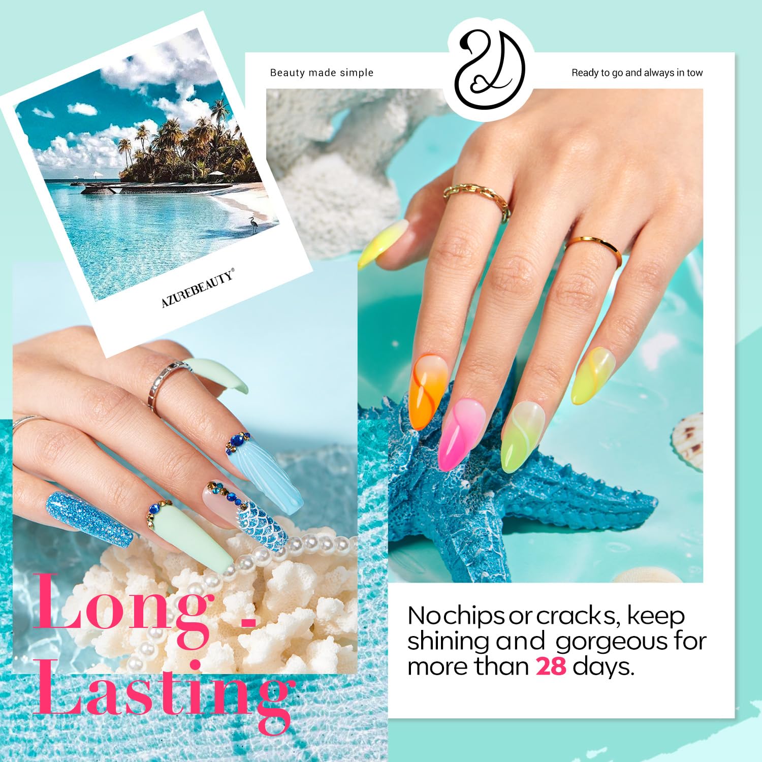 AZUREBEAUTY Dip Nails Starter Kit – 8 Colors, No Lamp, Long-Lasting Shine