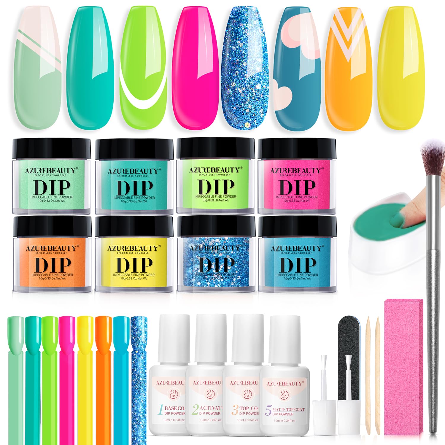 AZUREBEAUTY Dip Nails Starter Kit – Mermaid Colors, No Lamp Needed