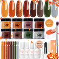 AZUREBEAUTY Dip Nails Powder Starter Kit – 8-Color Fall Set, No Lamp Needed, DIY Mani