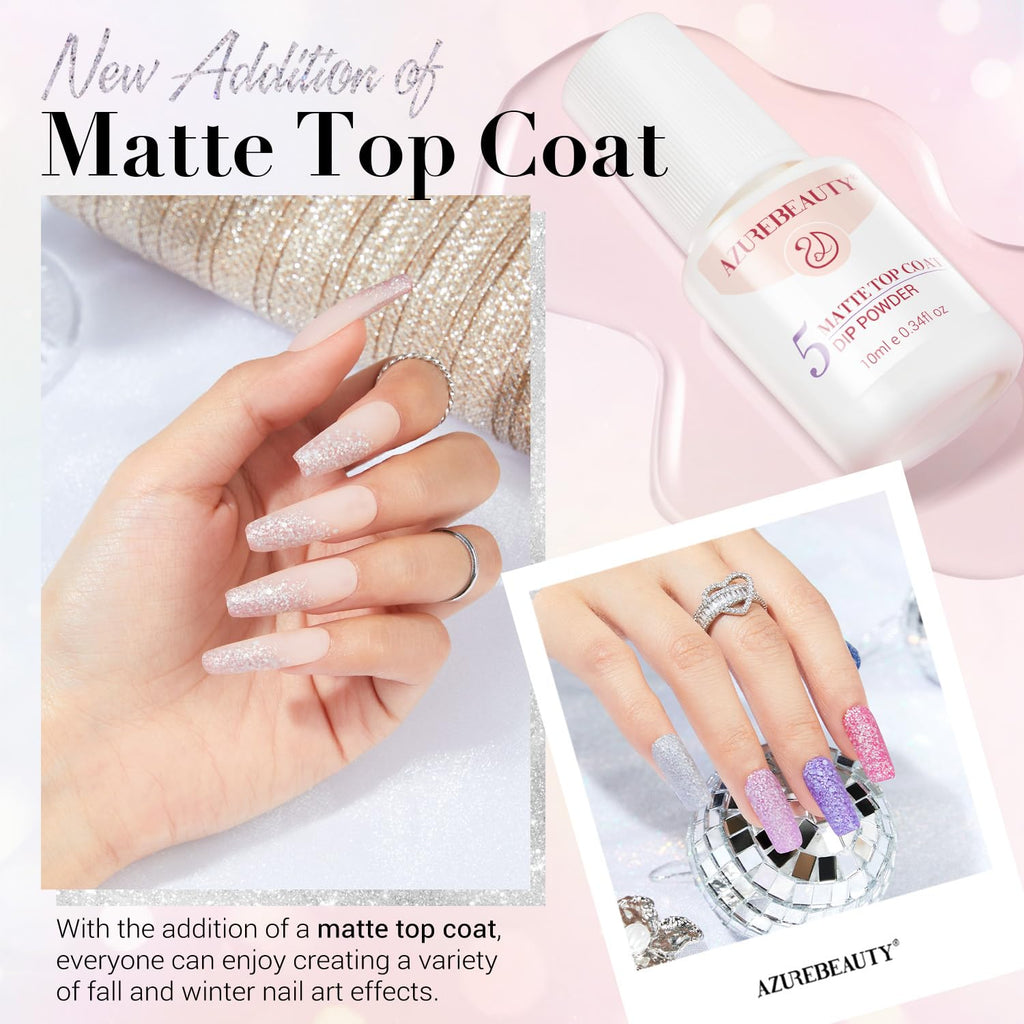 AZUREBEAUTY Dip Nails Powder Starter Kit — 8 Colors, 30 Pcs, No Lamp Needed