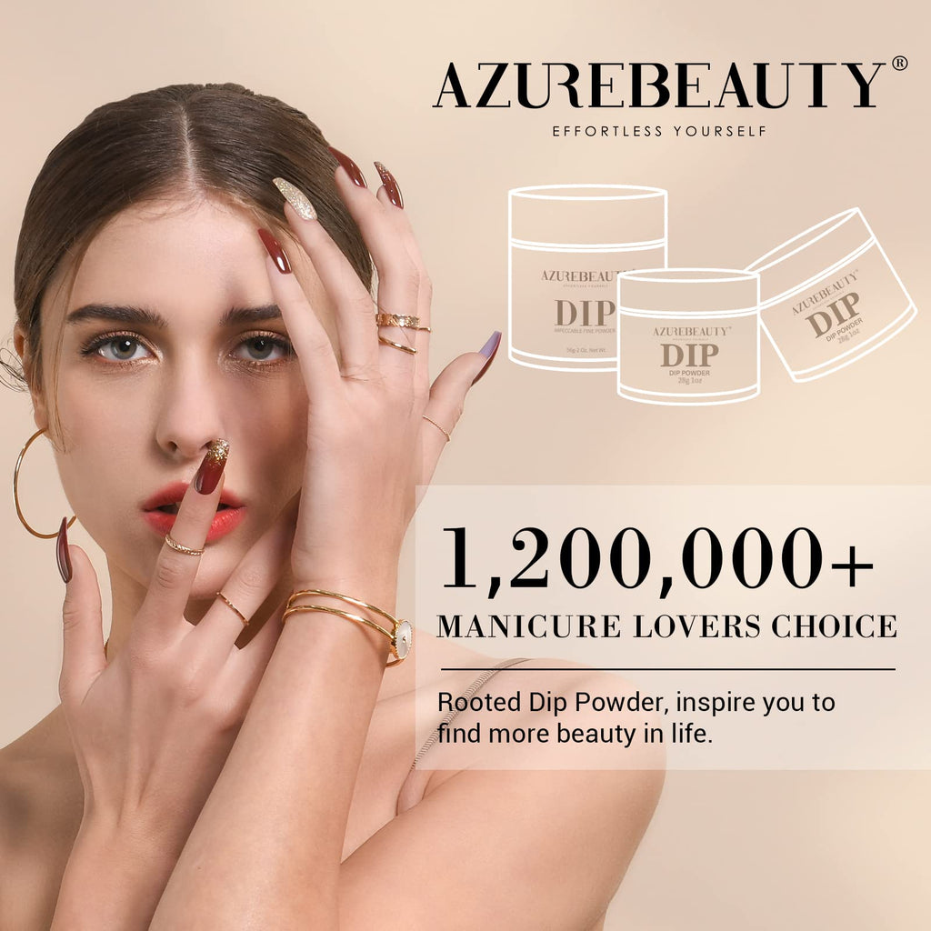 AZUREBEAUTY Dip Powder Nail Set – 6 Glitter Colors, No Lamp Needed
