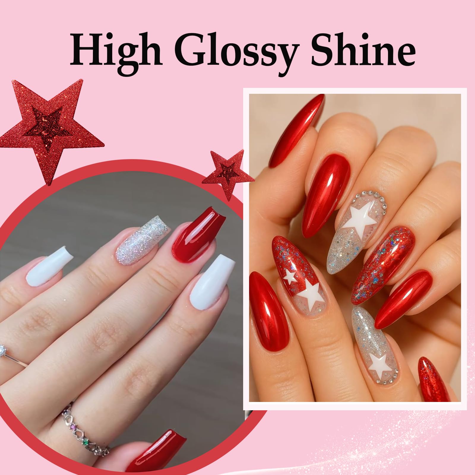 AZUREBEAUTY Dip Powder Nail Kit Berry Red Silver Glitter – 4-Color Dipping Powder Set, No Lamp Needed