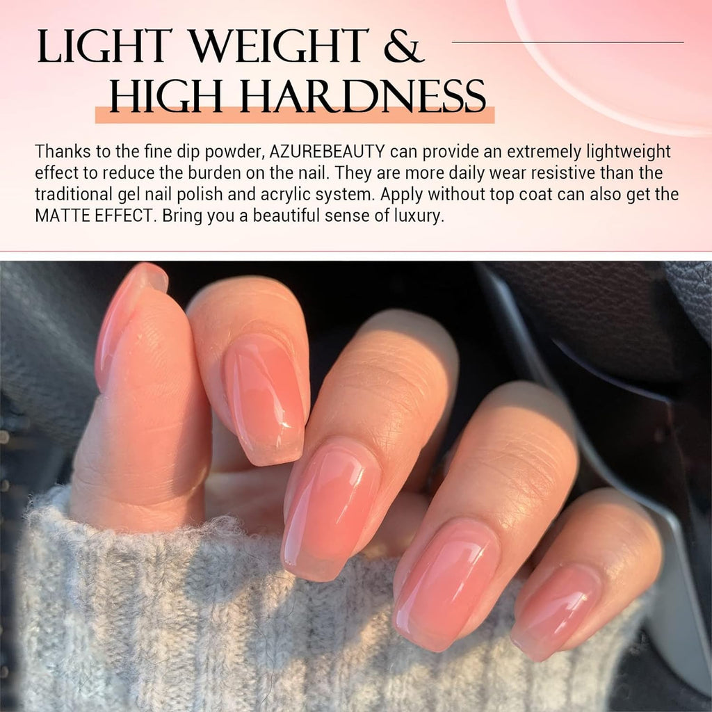 AZUREBEAUTY Dip Powder Nail Starter Kit — 4 Translucent Jelly Nude Shades + Base, Top & Activator