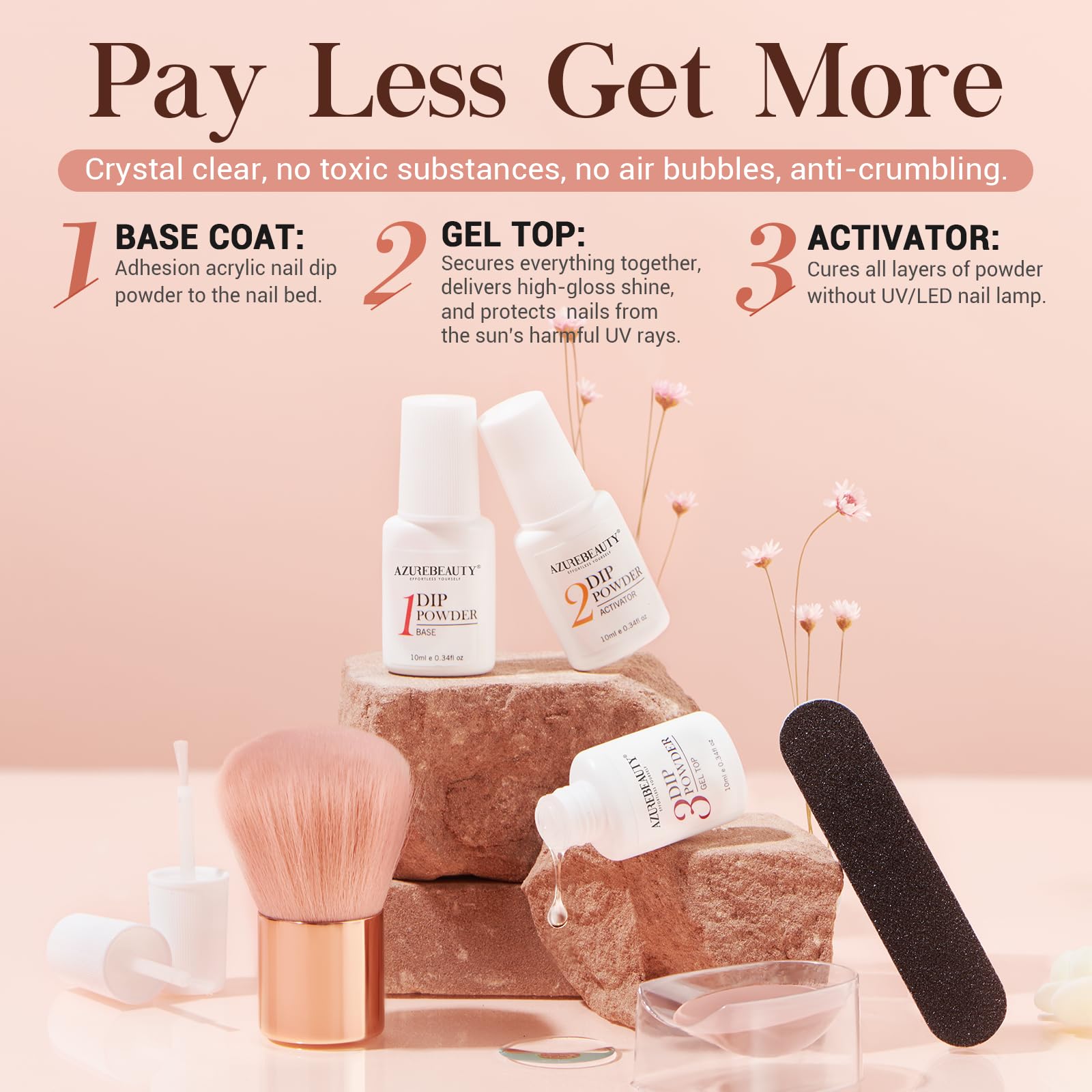 AZUREBEAUTY Dip Powder Nail Kit Starter – 4 Skin-Tone Nude Browns + Base/Top/Activator