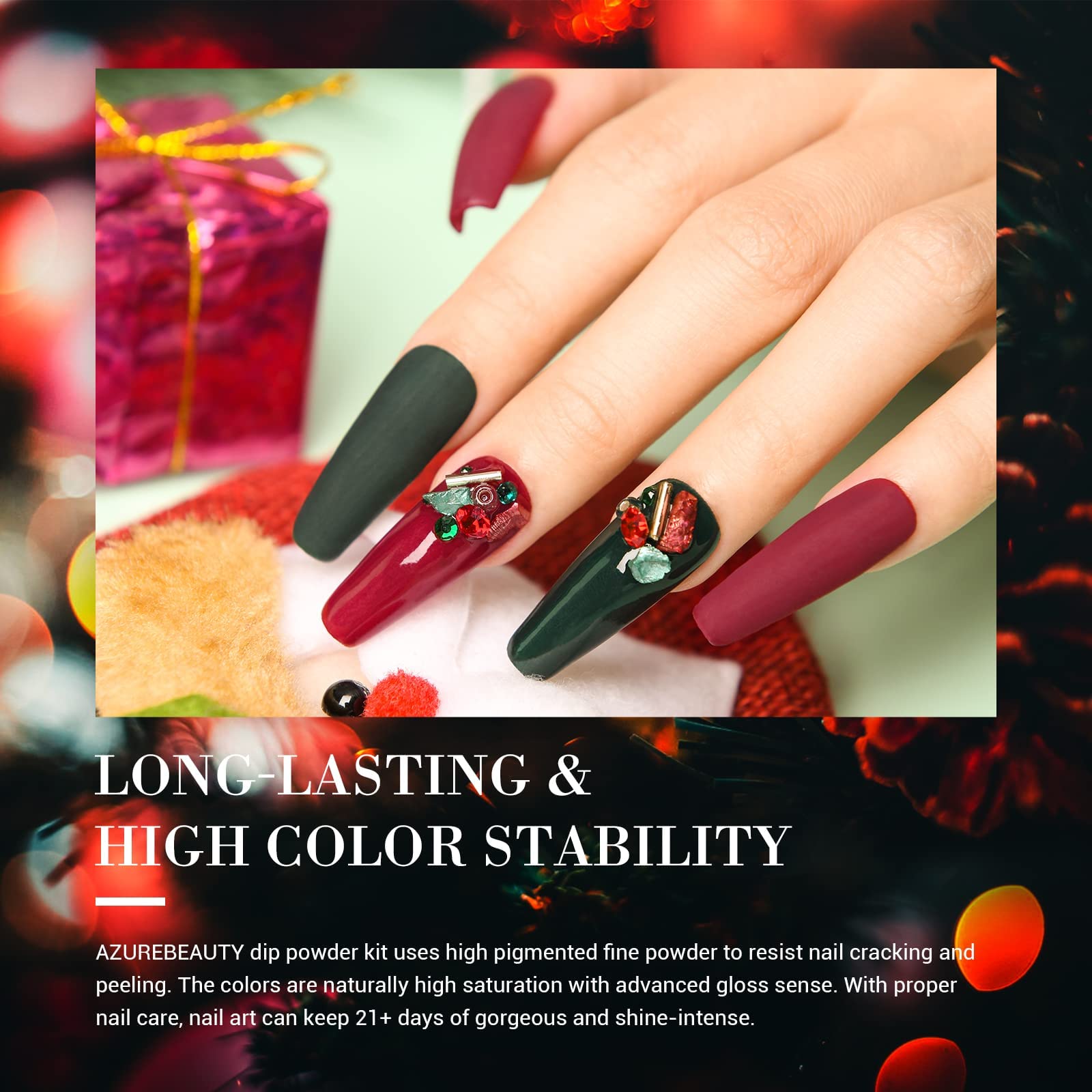AZUREBEAUTY Dip Powder Nail Set – 6 Glitter Colors, No Lamp Needed