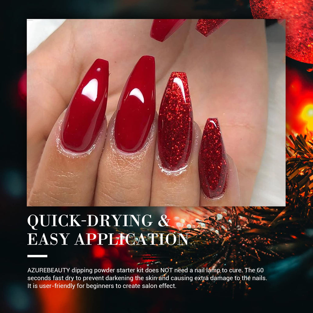 AZUREBEAUTY Dip Powder Nail Set – 6 Glitter Colors, No Lamp Needed