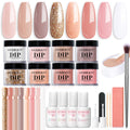 AZUREBEAUTY 30Pcs Dip Powder Nail Kit Starter with 8 Colors, Matte Top Coat, No Lamp Needed