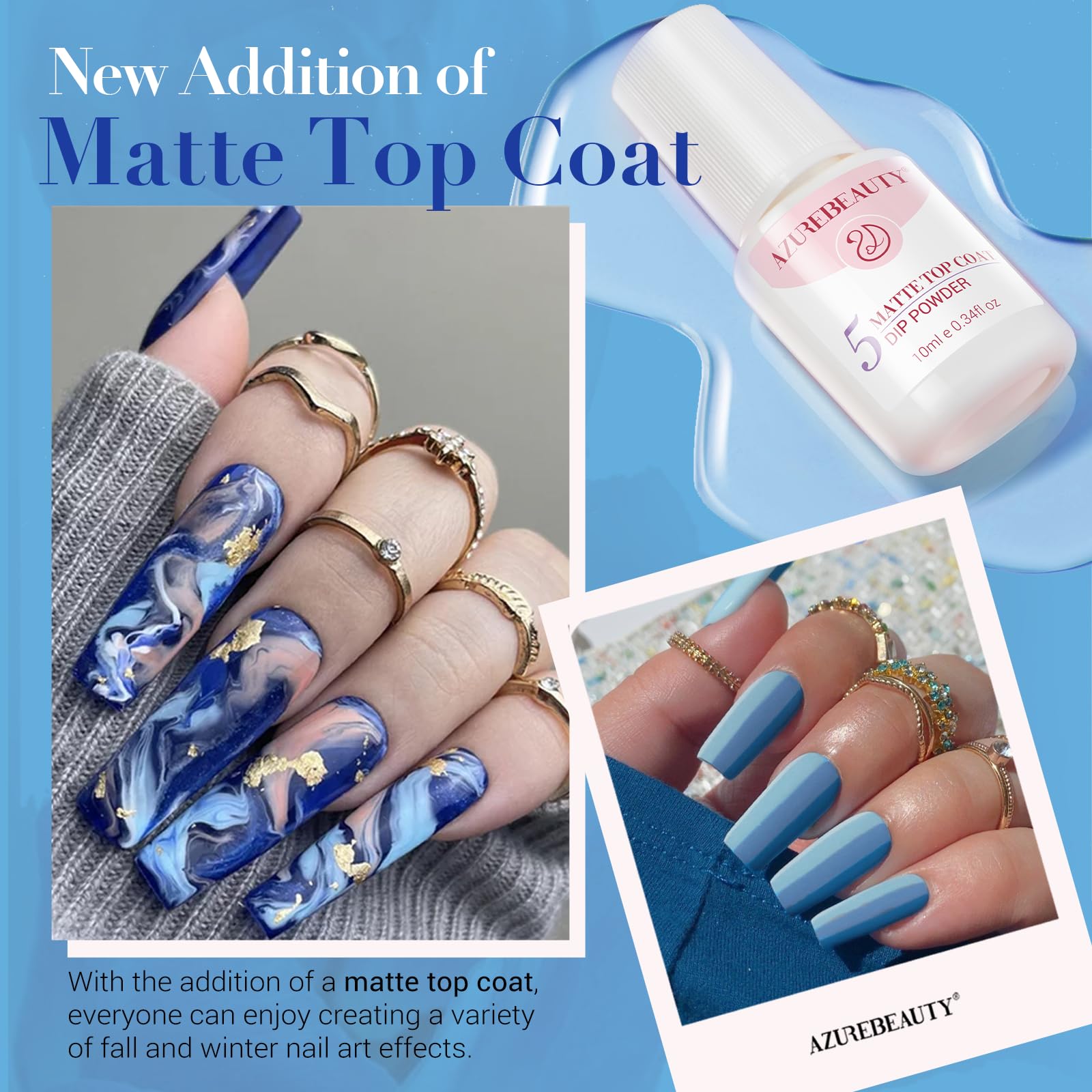 AzureBeauty 30Pcs Dip Powder Nail Kit Starter – 8 Colors, Matte Top Coat
