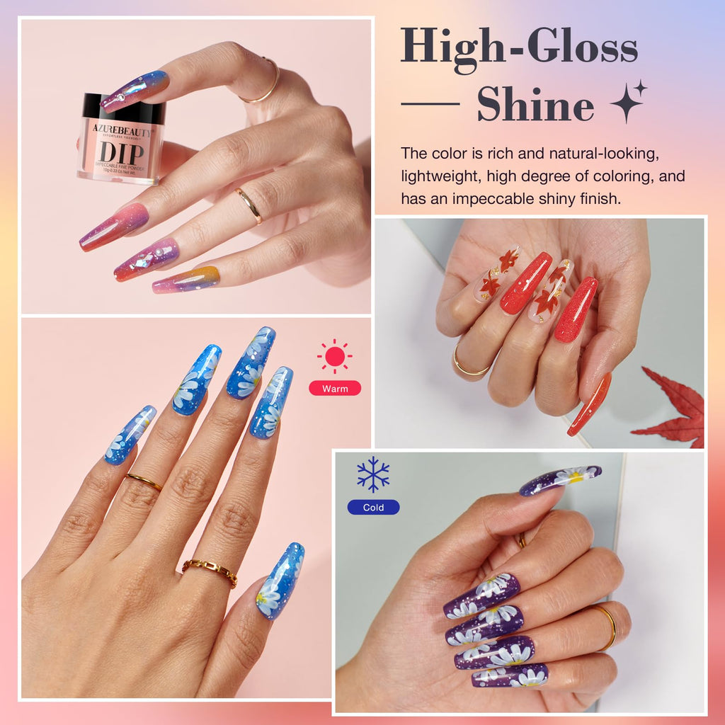 AZUREBEAUTY Dip Powder Nail Kit | Color-Changing Glitter Nails at Home