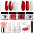 AZUREBEAUTY Dip Powder Nail Kit Berry Red Silver Glitter – 4-Color Dipping Powder Set, No Lamp Needed