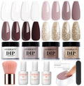 AZUREBEAUTY Dip Powder Nail Starter Kit White Mauve Glitter Champagne – 4 Colors, No Lamp Needed