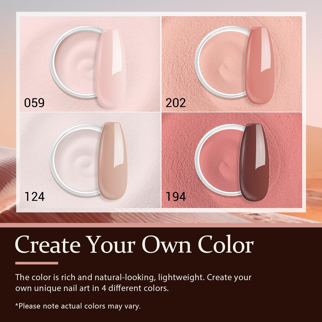 AZUREBEAUTY Dip Powder Nail Kit Starter – 4 Skin-Tone Nude Browns + Base/Top/Activator