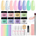 AZUREBEAUTY 30Pcs Dip Powder Kit Starter – 8 Summer Macarons Colors (Pink, Pastel Blue, Green Glitter) + Base/Activator/Matte Top Coat