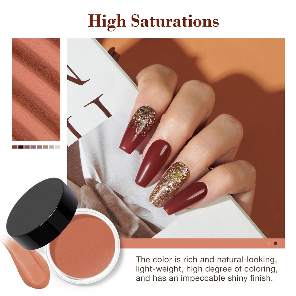 AZUREBEAUTY 30Pcs Dip Powder Nail Kit Starter - 8 Colors, Matte Top Coat, No Lamp Needed