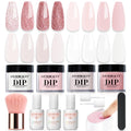 AZUREBEAUTY Dip Powder Nail Kit Starter — 4-Color Glitter & Nude Set with Base, Top & Activator