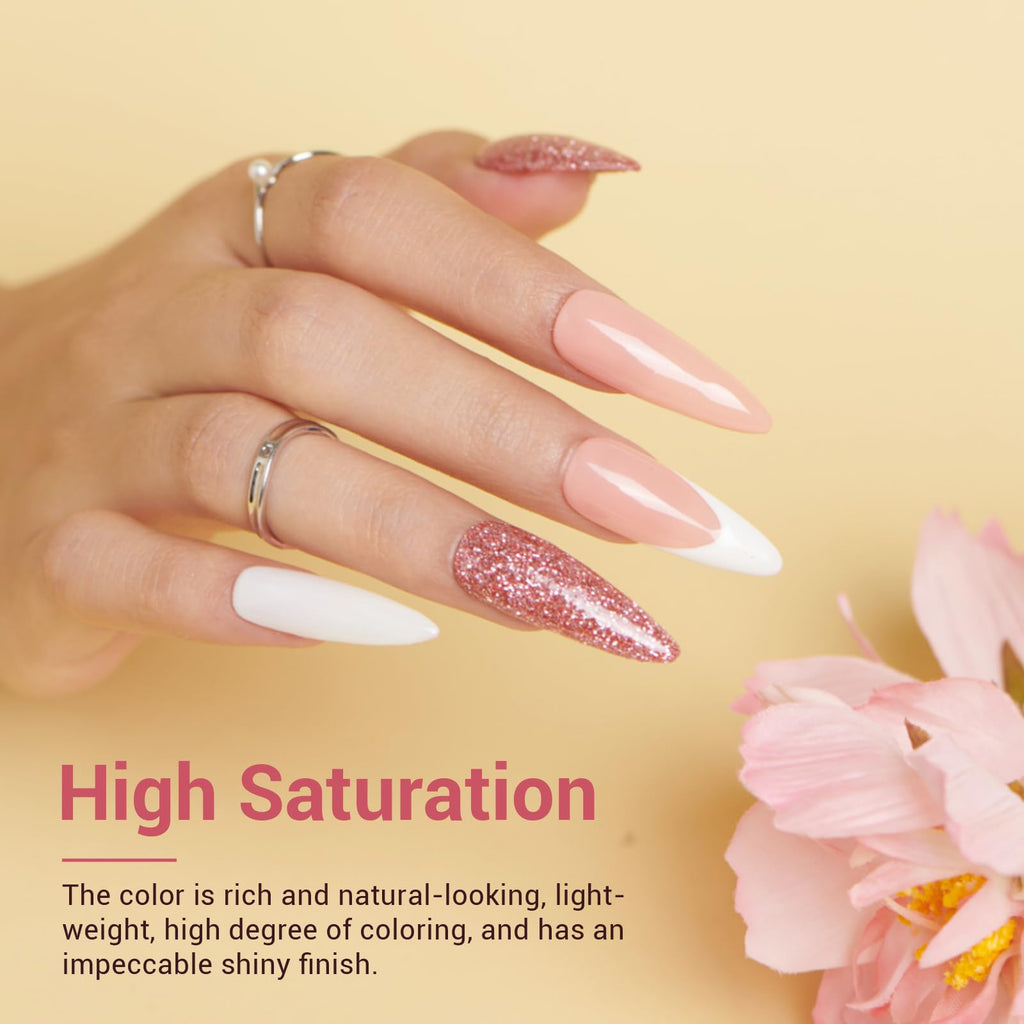 AZUREBEAUTY Dip Powder Nail Kit Starter — 4-Color Glitter & Nude Set with Base, Top & Activator