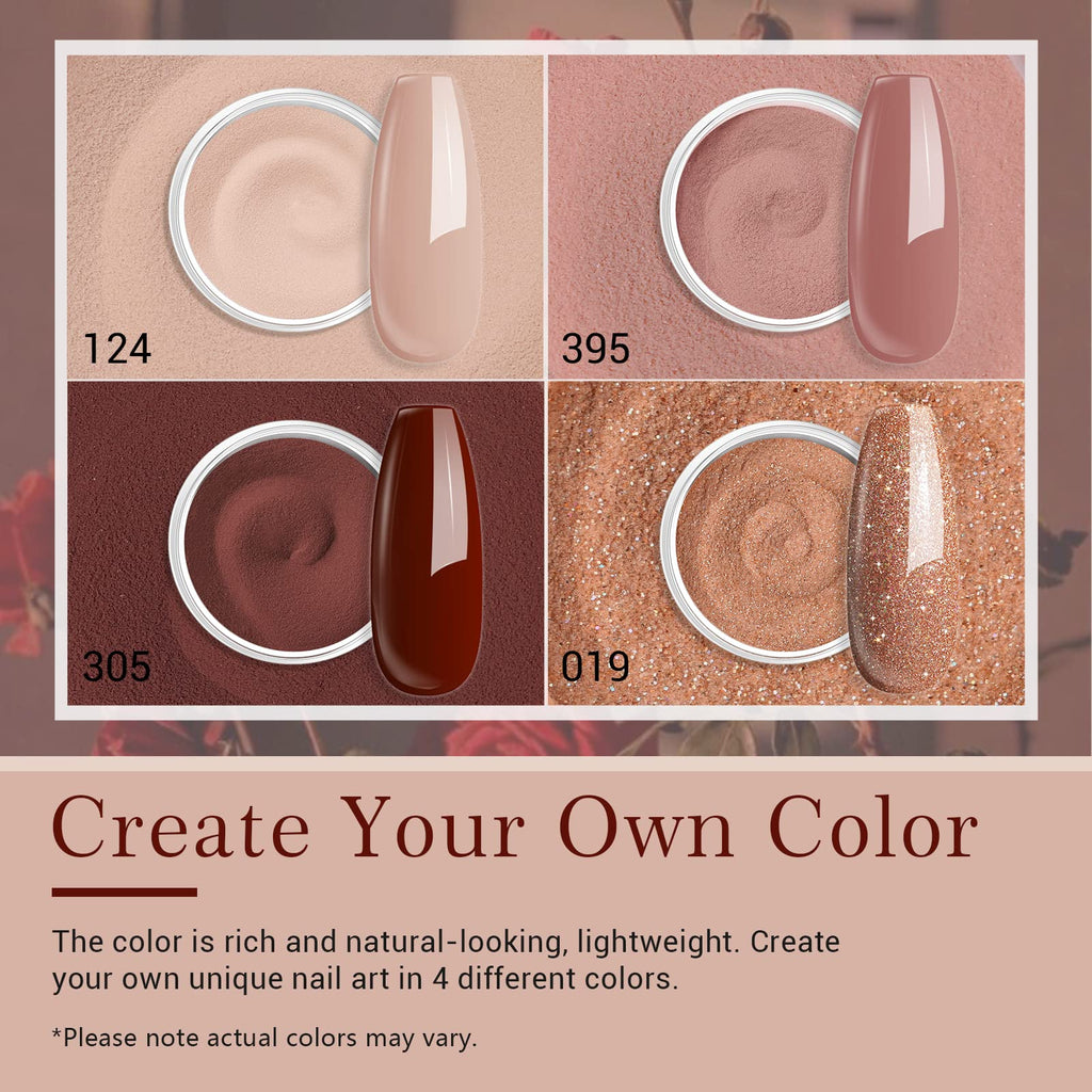 AZUREBEAUTY Dip Powder Nail Kit Starter — 4 Colors, No-Lamp, 12 Pcs with Base/Top Coat & Activator