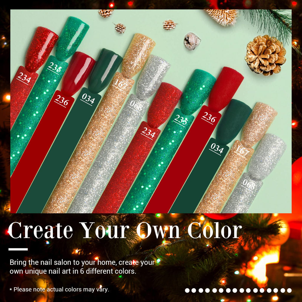 AZUREBEAUTY Dip Powder Nail Set – 6 Glitter Colors, No Lamp Needed