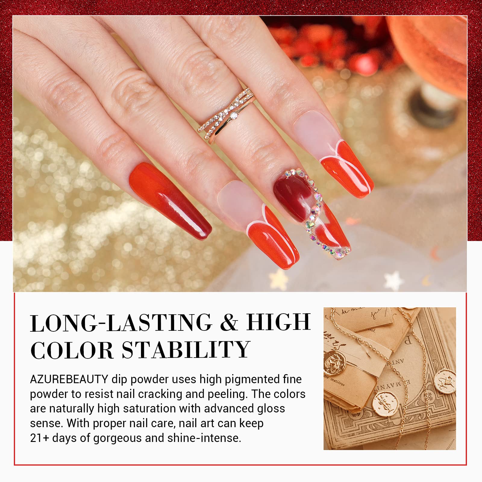 AZUREBEAUTY Dip Powder Nail Set — 6 Colors, No Lamp Needed, Long-Lasting Shine