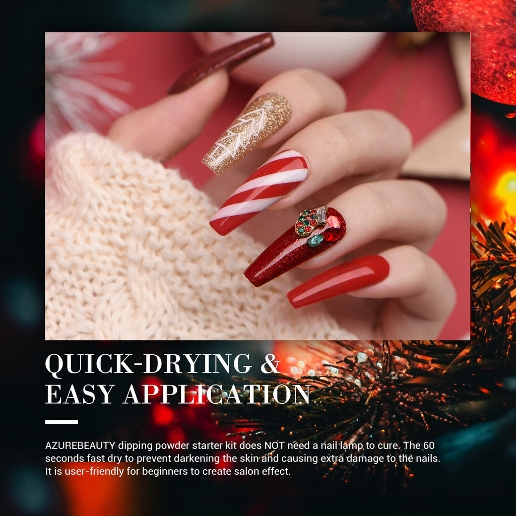 AZUREBEAUTY Dip Powder Nail Set – 6 Glitter Colors, No Lamp Needed