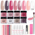 AZUREBEAUTY Dip Powder Nail Kit Starter Pink Blue Palette – 30Pcs, Lamp-Free DIY Nails