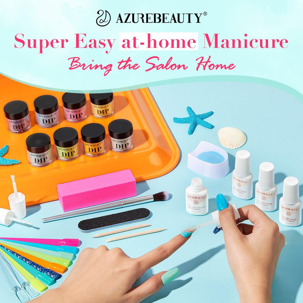 AZUREBEAUTY Dip Nails Starter Kit – Mermaid Colors, No Lamp Needed