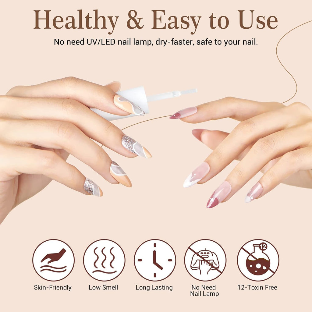AZUREBEAUTY Dip Powder Liquid Set 15ml/0.5oz - 8 Pcs Base Top Coat Activator Kit No Lamp Needed