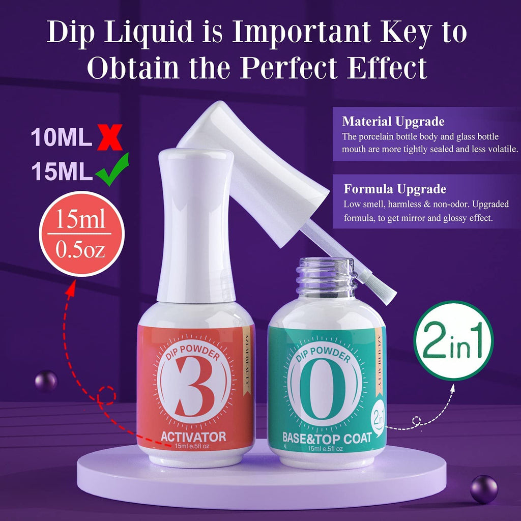 AZUREBEAUTY 19Pcs Dip Powder Nail Kit Starter — 12 Colors, Base/Top Coat & Activator
