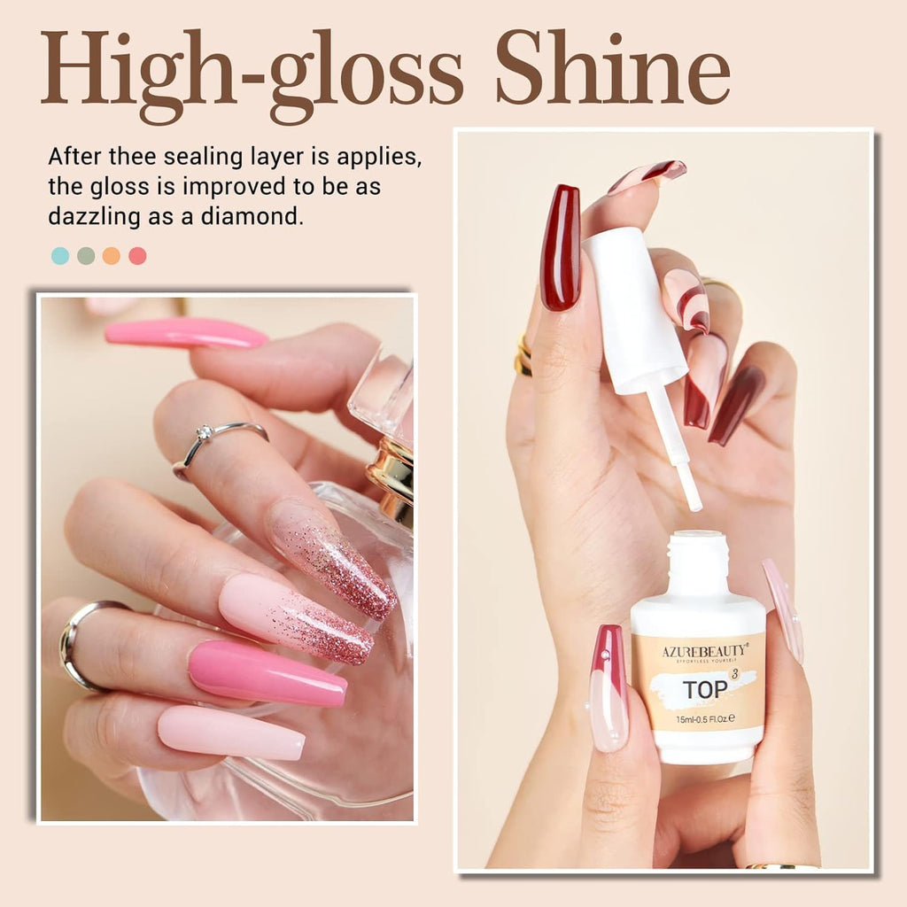 AZUREBEAUTY Dip Powder Liquid Set 15ml/0.5oz - 8 Pcs Base Top Coat Activator Kit No Lamp Needed